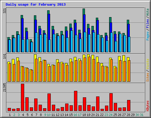 Daily usage for February 2013