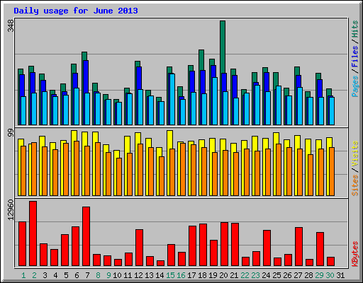 Daily usage for June 2013