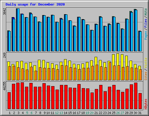 Daily usage for December 2020