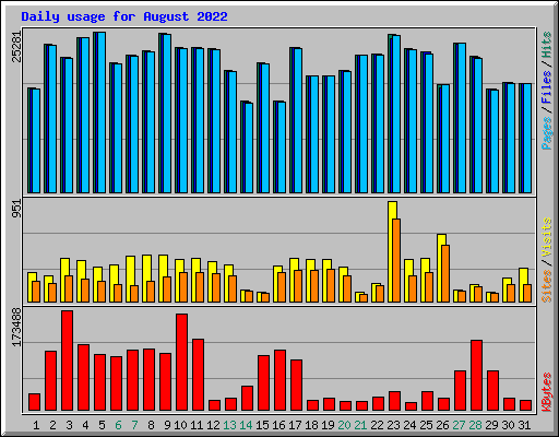 Daily usage for August 2022