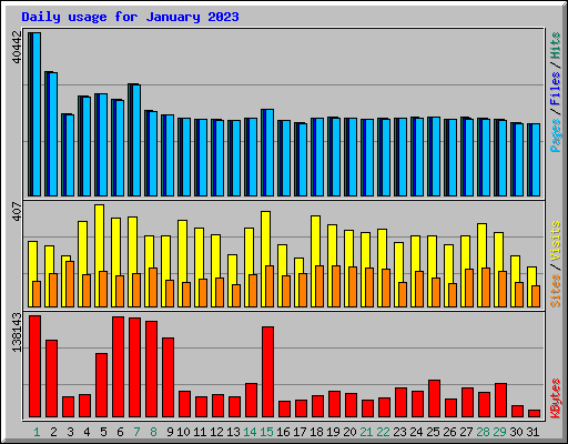 Daily usage for January 2023
